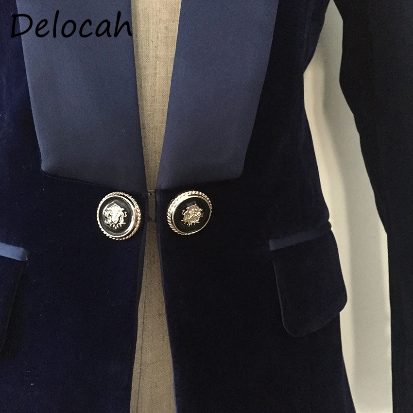 

Delocah Women Autumn Fashion DesignerShort Jacket Fake Pocket Long Sleeve Solid Printed Bodycon Fit Ladies Coats Outerwear 2021