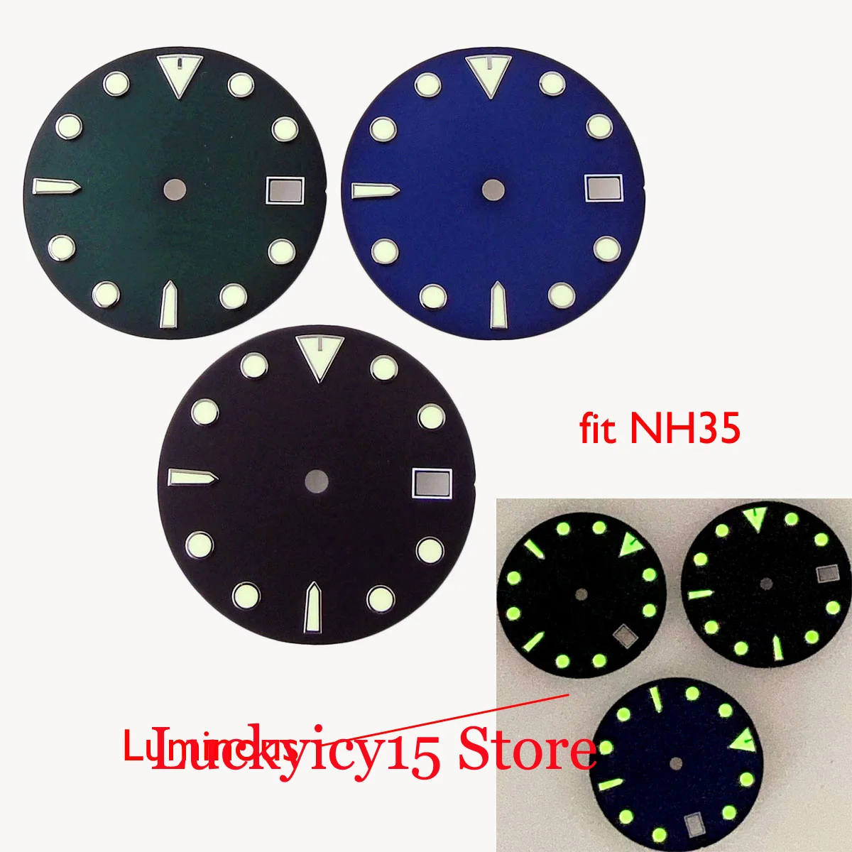 

Циферблат для часов BLIGER fit NH35A 3/4 H 29 мм, циферблат с зеленым/синим/черным циферблатом, индекс яркости часов