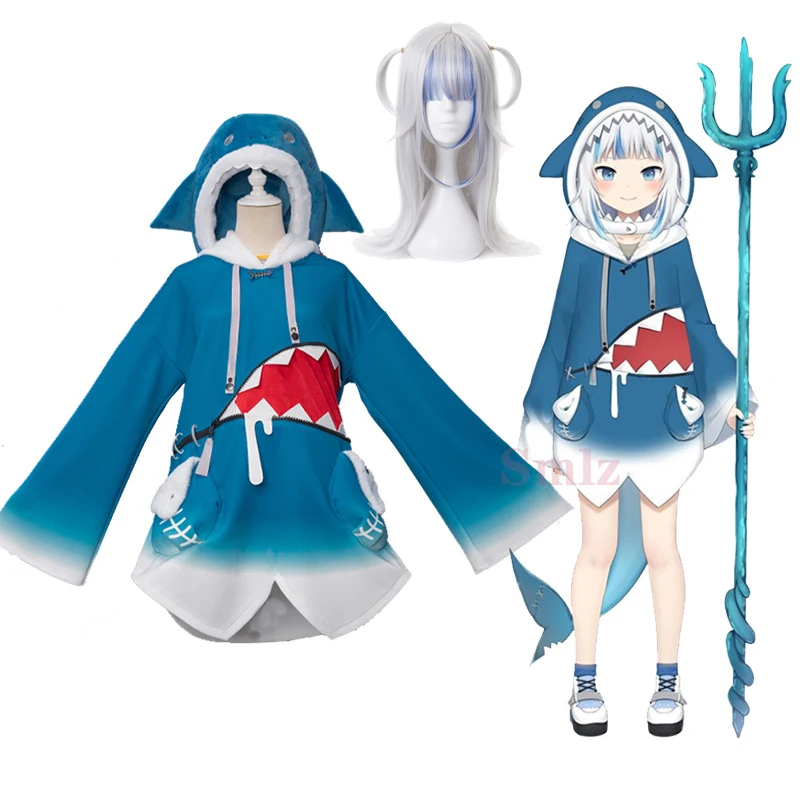 

Hololive ENG Gawr Gura Cosplay Costume Shark Hat Suit HololiveEN Anime Costumes Girl Women Cute Blue Body Shark