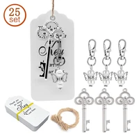 25pcsset key bottle opener angel keychain with tags wedding party favor souvenirs gifts for guest
