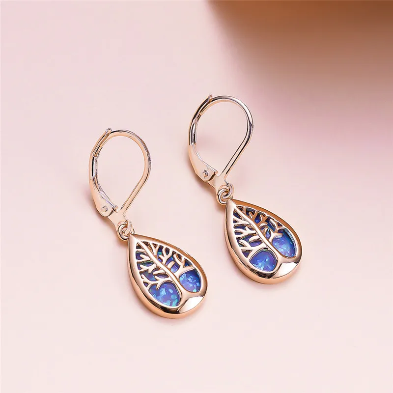 Серьги-подвески с белым или Синим Опалом женские Винтажные висячие серьги в