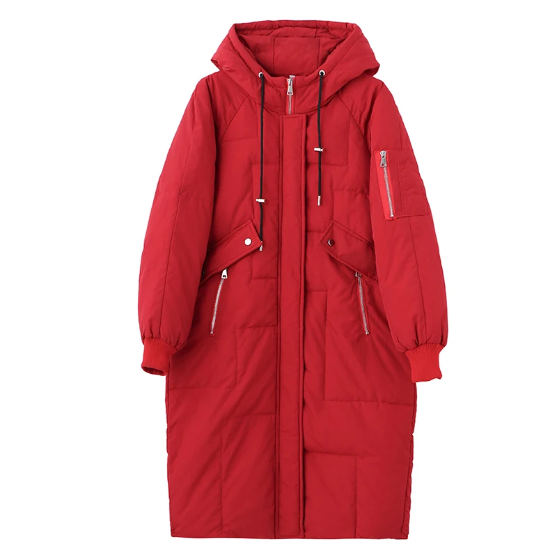 

Свободное зимнее длинное пальто с хлопковой подкладкой для женщин среднего возраста размера плюс 2020 5XL