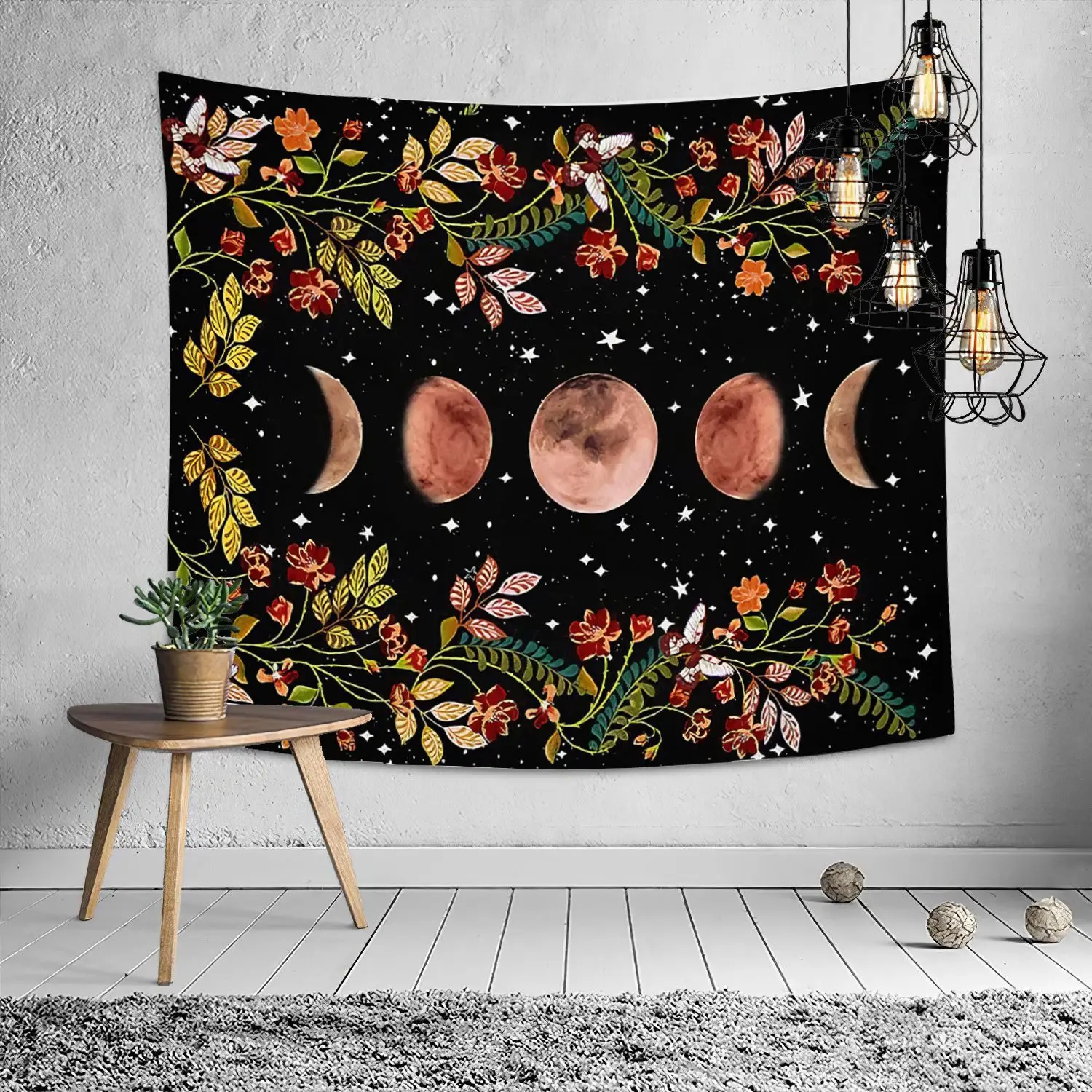 

Moon Stars Tapestry Indian Mandala Bohemia Wall Hanging Black Tapestry Yoga Scarf Mat Wall Decoration Beach Mat Tapestries