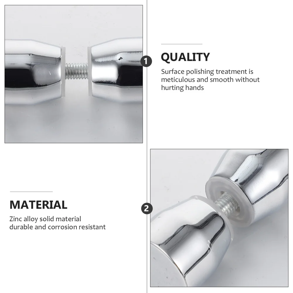 

2Pcs Bathroom Double-Sided Handle Knob Back-to-Back Shower Door Knob (Silver)