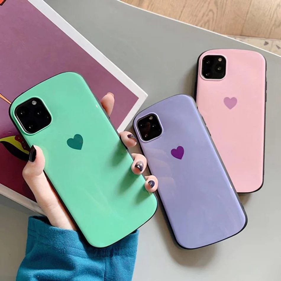 Модный чехол из закаленного стекла для iPhone 11 Pro XS Max с сердечком задняя крышка 6 6s 7 8