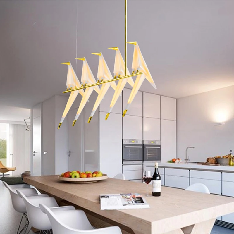 Скандинавские светодиодные бумажные подвесные светильники в виде птиц оригами