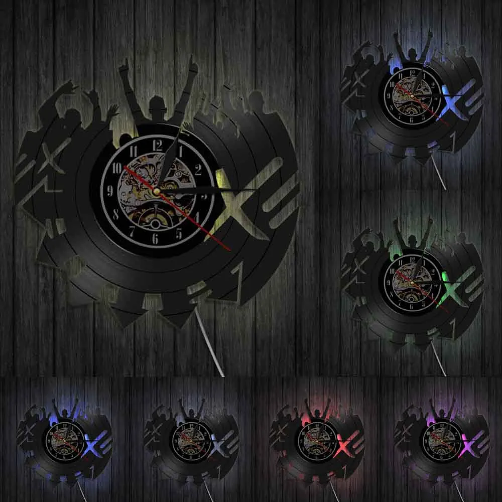 Настенные часы с виниловой пластиной искусство прослушивания музыки в реальном