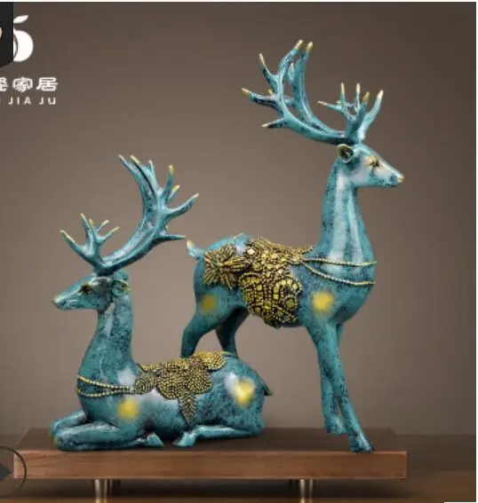

Manufacturer supplies Resin handicraft creative home decoration display couple elk home statue sculpture