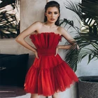 Женское вечернее платье-трапеция Verngo, красное простое короткое вечернее платье без бретелек, вечернее платье для выпускного вечера, винтажное элегантное платье