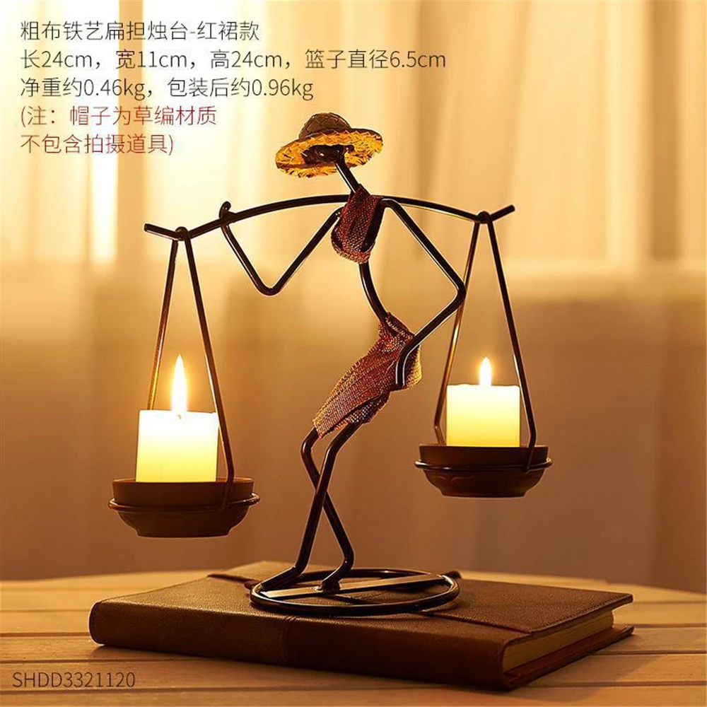 

Metal Candelabra Candlestick Abstract Character Sculpture Candle Holder Decor Handmade Figurine Home Decoration Art Gift