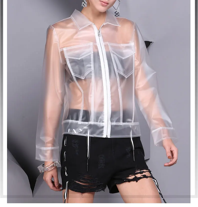 

New Arrive Clear Transparent PVC Jacket Cool Fashion Jacket Dance Guitar Show Costumes WaterProof Harajuku Coats