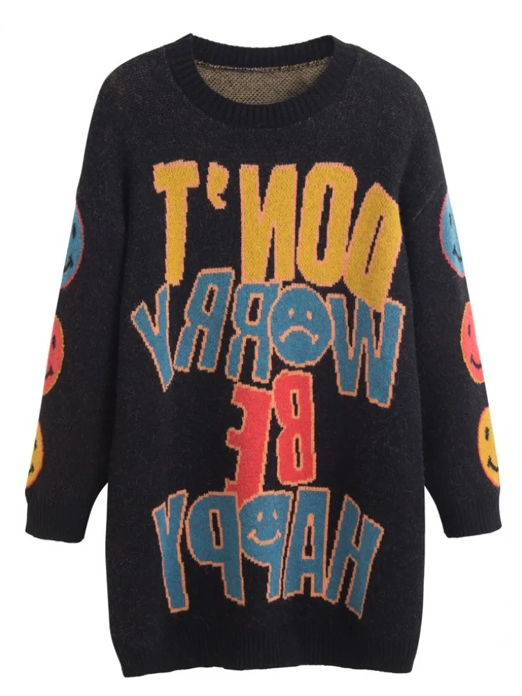 YASUGUOJI новый стиль корейский Зимний вязаный свитер большого размера с буквами