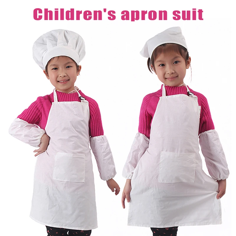 

Детский фартук, шапка, комплект без рукавов, школьная, домашняя, для выпечки, для приготовления пищи, ремесло, арт фартуки TT @ 88