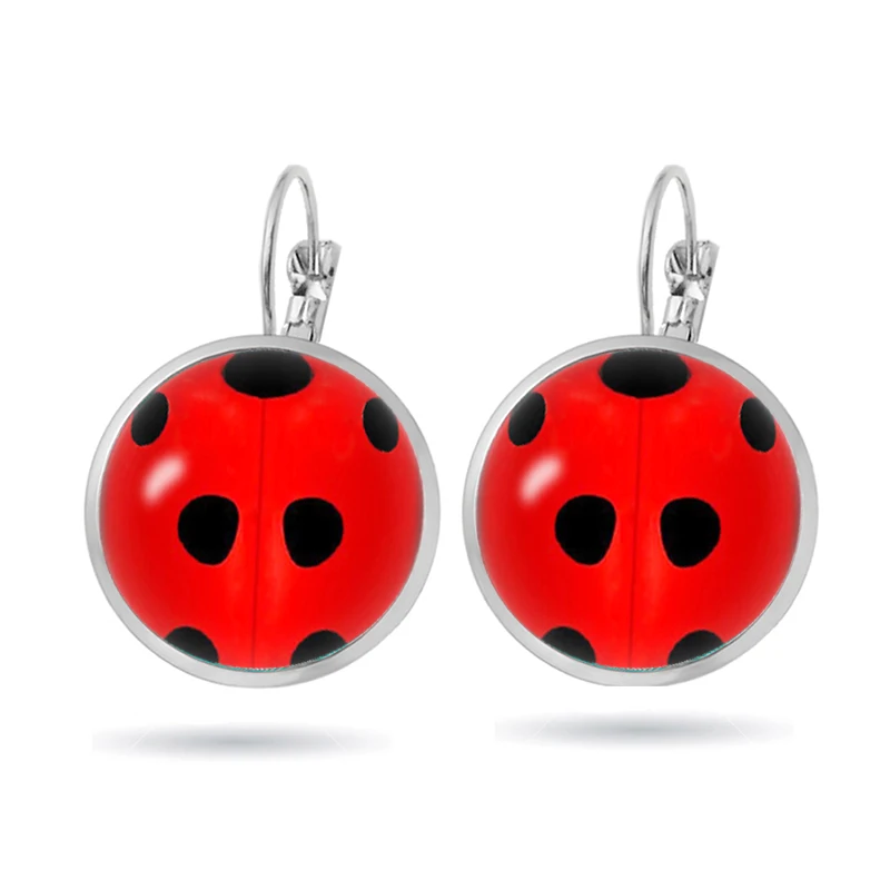 Женские серьги в горошек вечерние виде божьей коровки подарочные стиле