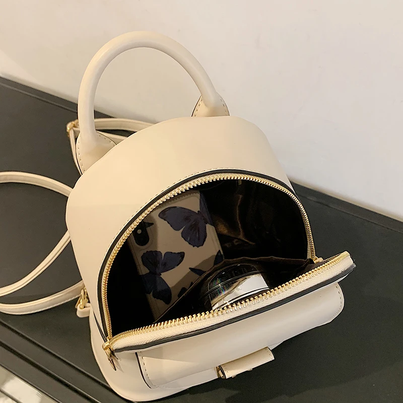 

Women's Quality PU Leather Luxury Design Backpack Waterproof School Bag for Teenager Student Solid Color Travel Crossbody Bags