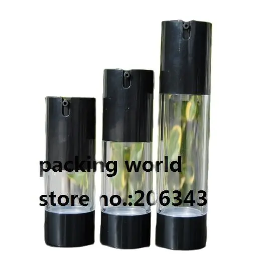 Вакуумная бутылка 50 мл пластиковая черная помпа/Нижняя прозрачная для