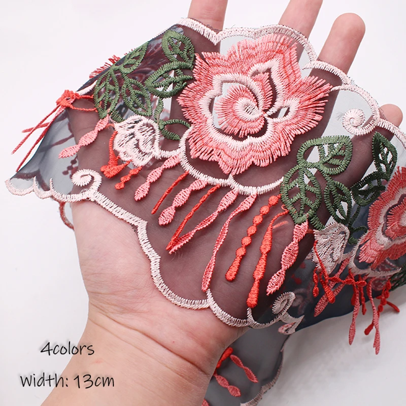 1 ярда в ширину 13 см Высокое качество желтый фиолетовый розовый 3d цветок