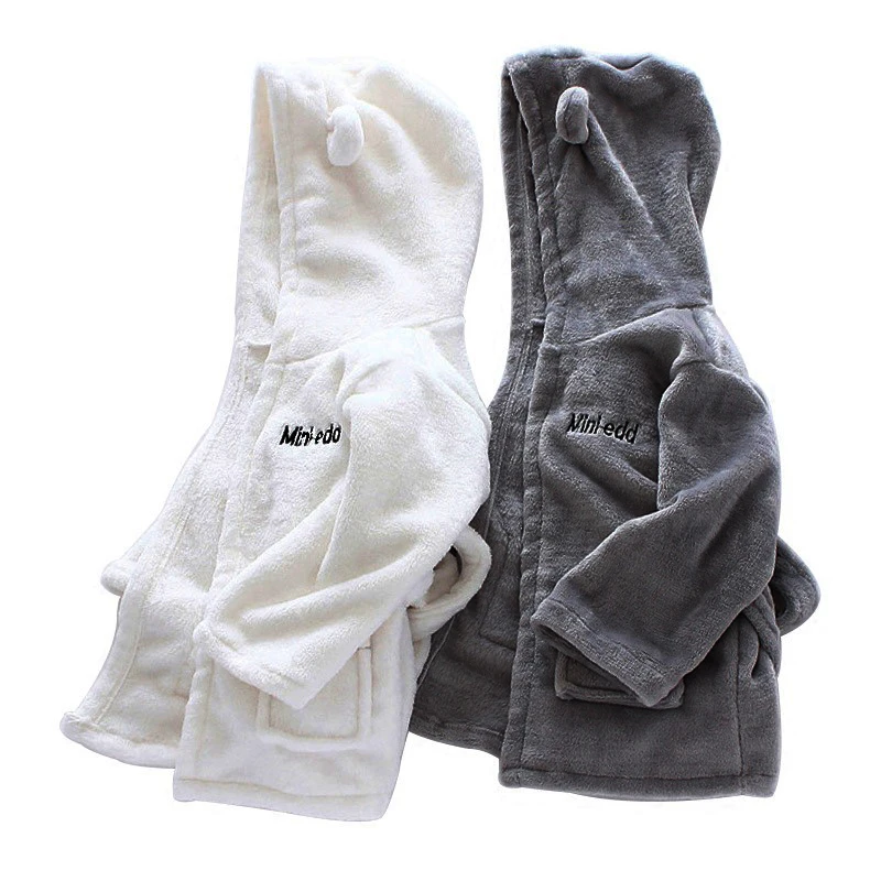 Детский банный халат для малышей Одноцветный фланелевый классический детей от 0