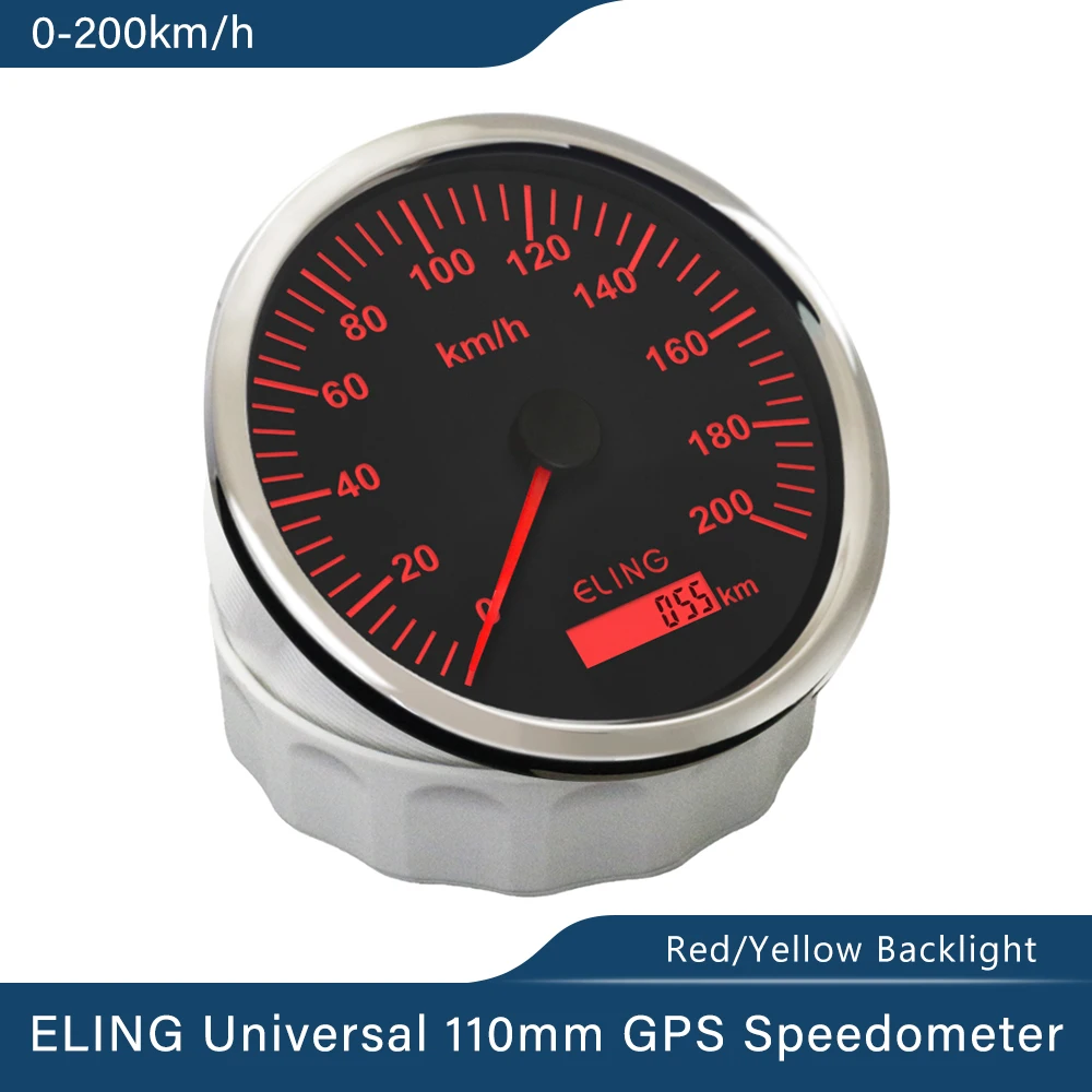 ELING 110 мм измерение GPS Спидометр Одометр 0-200 км/ч 12В/24В Speedo с красной и Желтой
