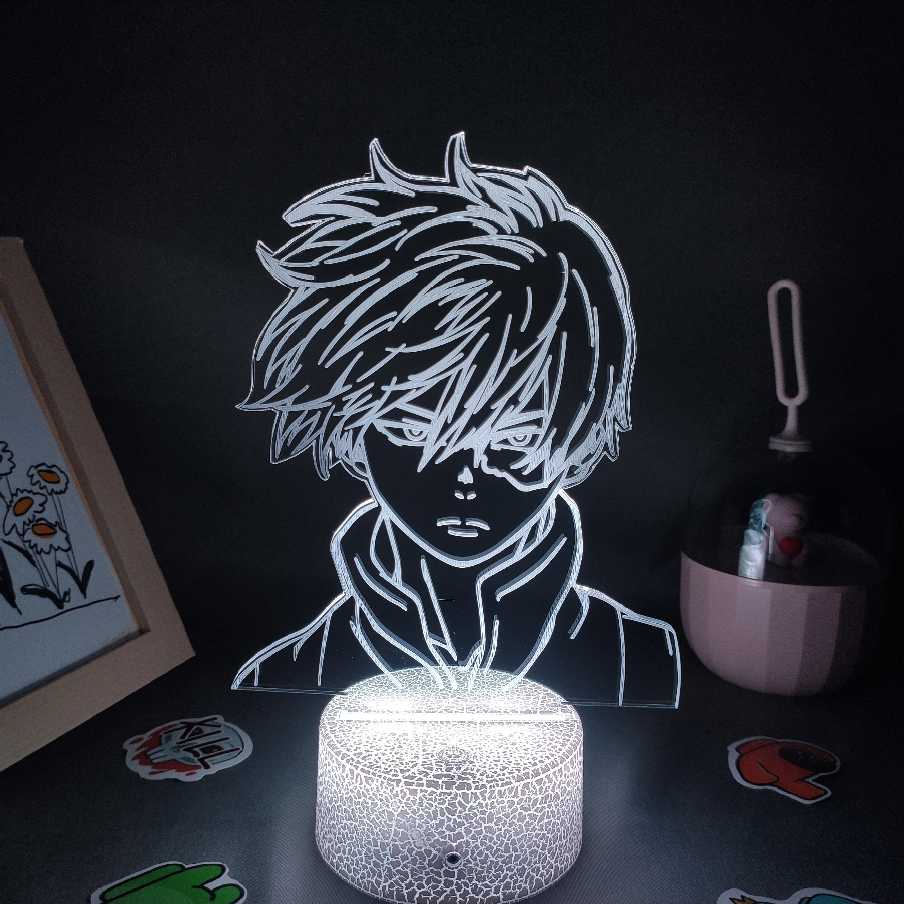 

Manga 3D Lamp Todoroki Shoto My Hero Academia Anime Figure Led Night Light RGB Neon Colorful Gift For Friend Bedroom Table Decor