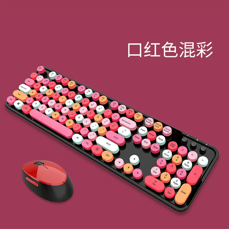 

FOR Mosaka Sweet Ferris hand wireless keyboard mouse color chestless girl punk keyboard office set cross-border