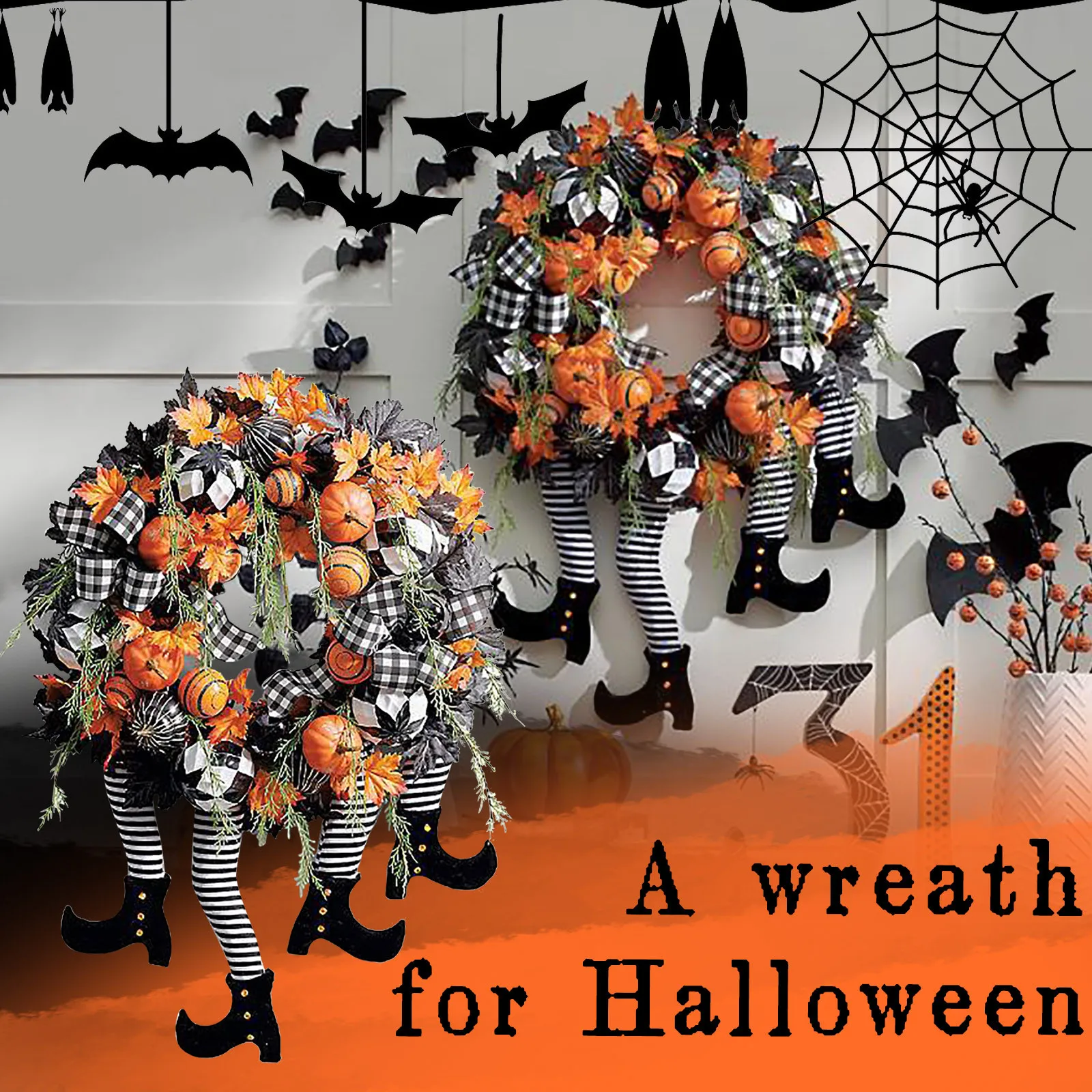 

Украшение на Хэллоуин, дверной венок, венок клоуна, тыква, кулон-венок, окно, дверь, подвесное украшение для сада