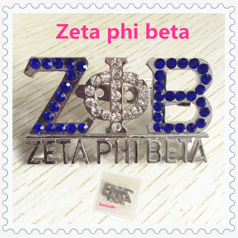 Новый zeta phi beta стразы брошь в темно синие и прозрачные милые греческий 50*30 мм