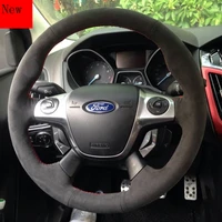 diy customized hand stitched leather suede car steering wheel cover for ford mondeo kuga edge escort explorer focus accessories