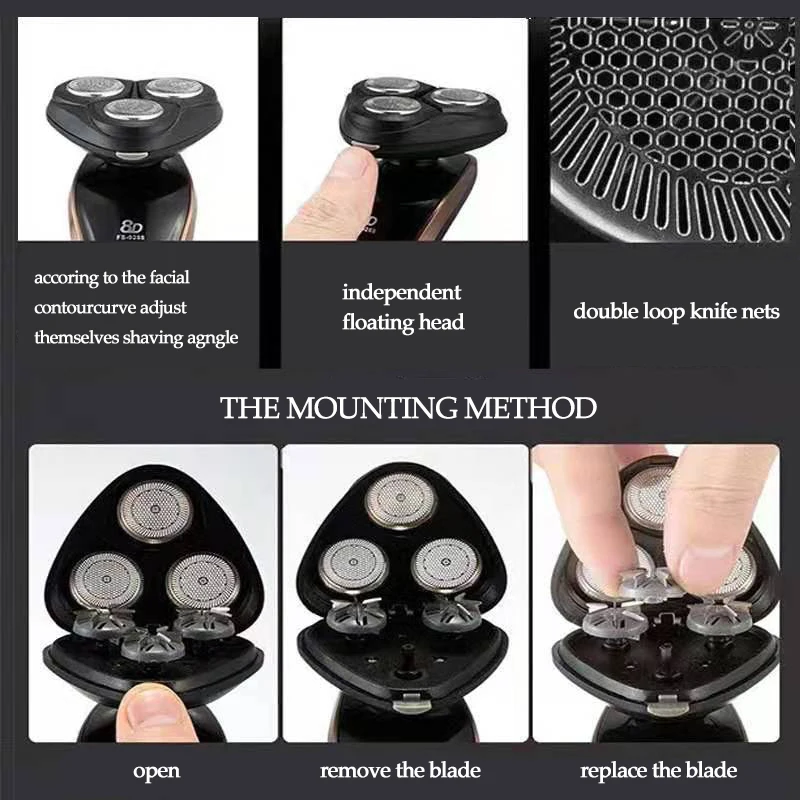 

Electric USB Shaver Rechargeable Multi-Function Shaving Machine For Men Beard Razor Floating Washable Wet Dry Dual Clipper