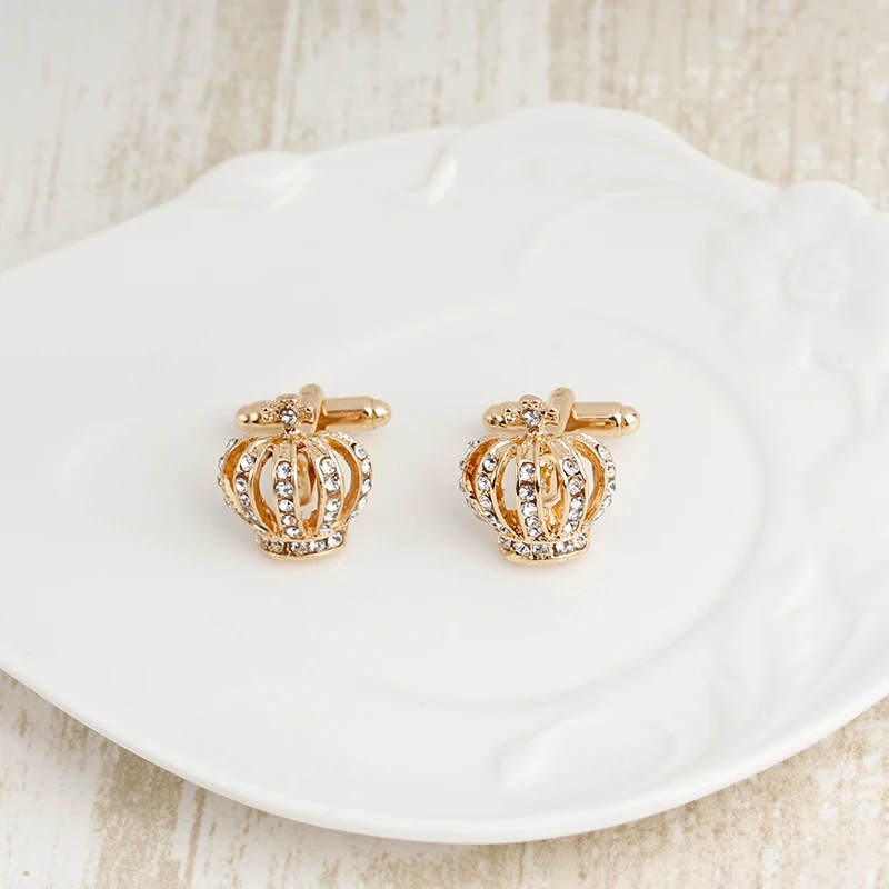 Запонки короны Королевский Золотой роскошный дизайн горячая распродажа медный