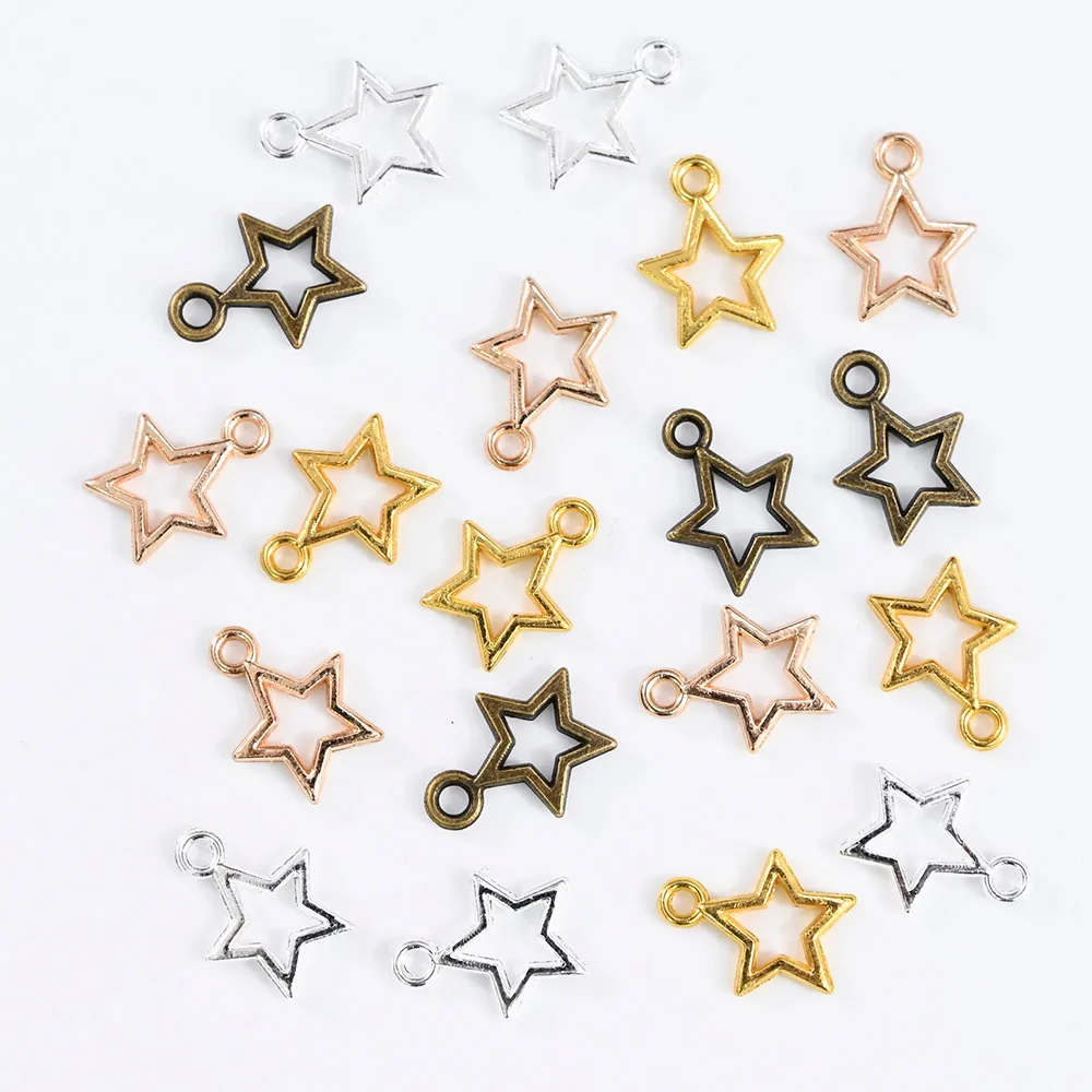 

12x10mm Hollow Stars Nail Decoration Pierced Fingernail Jewelry Nail Decor Pierced Bright Gold, Silver Double Sided Charms100Pcs