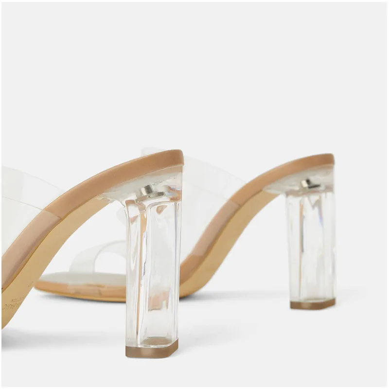 LMCAVASUN прозрачные тапочки с открытым носком сексуальная женская обувь на высоком