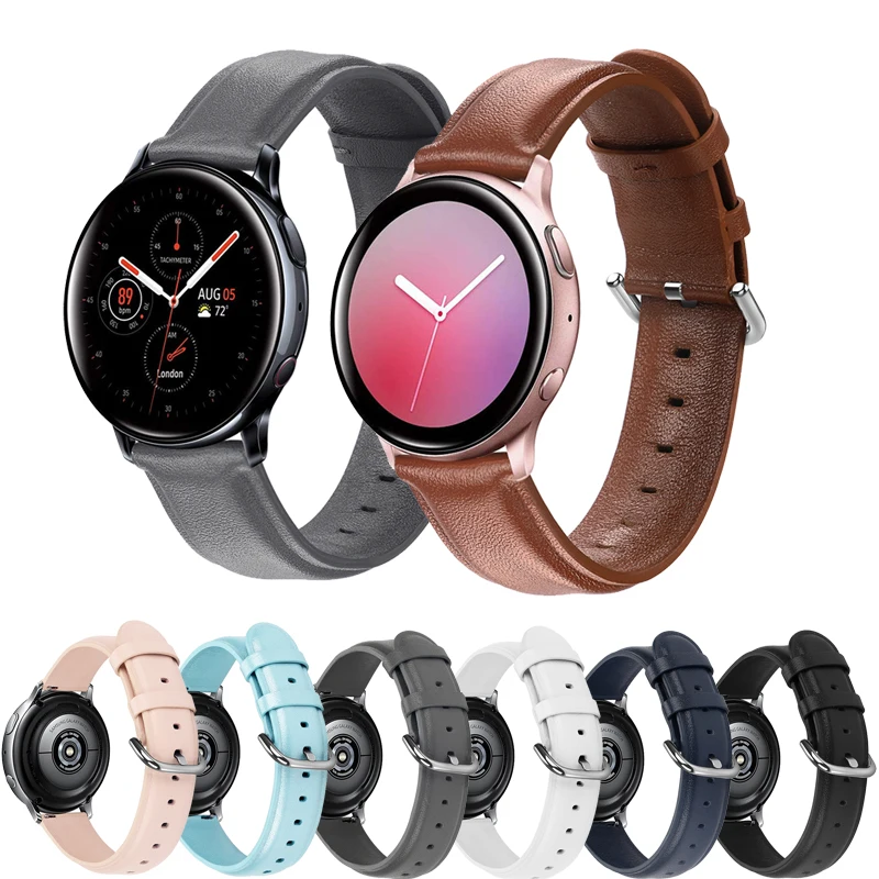 20 мм 22 ремешок для часов из натуральной кожи Samsung Galaxy Watch 42 Active Active2 40 44