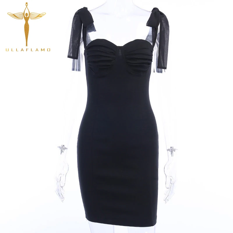 

Elegan Bownot Sleeveless Stitching Womens Dresses Simple Backless Slim Female Pullover Dress Temperament Tight Package Hip Dress