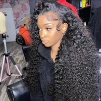 curly human hair wig 30 40 inch brazilian remy pre plucked 13x4 hd lace front wigs for black women water deep wave frontal wig