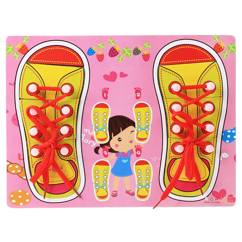 

Kindergarten Montessori early education toys men and women baby puzzle area practice to tie shoelaces life training shoe board