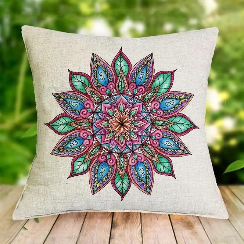 Чехол для подушки с этническим принтом мандалы хлопковая льняная подушка чехол