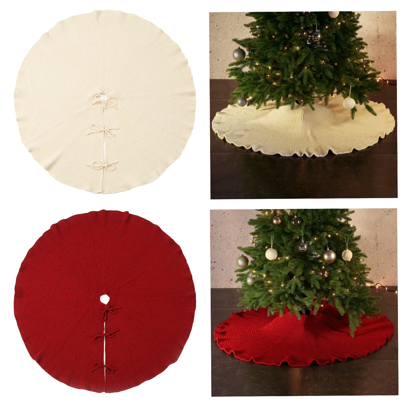 

Christmas Tree Skirt Thick Woolen Thread Carpet Xmas Tree Ornaments Floor Mat Home Wedding Birthday Party Christmas Decoration