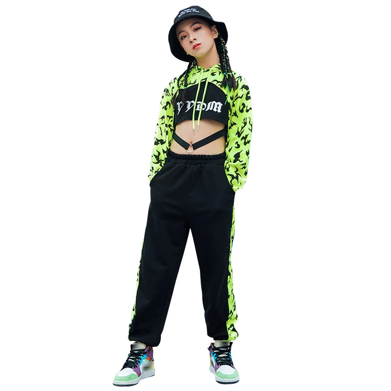 

Kids Hip Hop Clothes Fluorescent Tops Pants Girls Jazz Costume Hiphop Boys Street Dance Performance Stage Outfit Rave VDB2720
