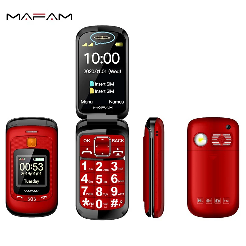 Mafam Flip Mobile Phone Easy Use Senior Dual Touch Handwriting SOS Push Button Speed Dial Folded Elderly Flashlight Two Sim F899
