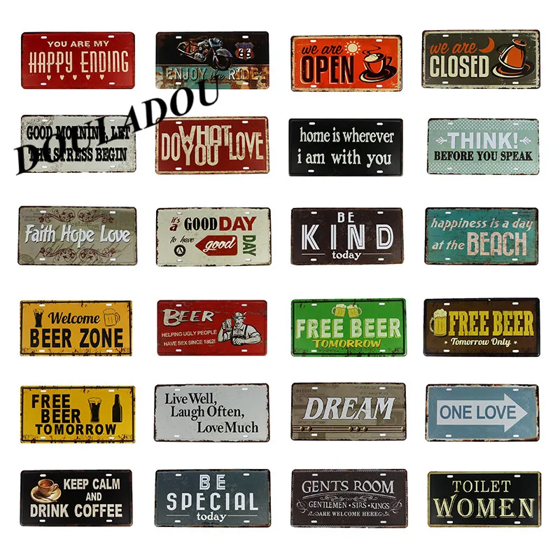 

[Douladou] You Are My Happy ENDING Painting Decor Retro Gift Craft Metal Sign Home Decor Love Wall Art Quotes Artwork 30x15CM