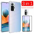 3 в 1 переднее Защитное стекло для камеры Xiaomi Redmi Note 10 Pro Чехол для Xiomi Redme Note10 10Pro прозрачный противоударный чехол для телефона