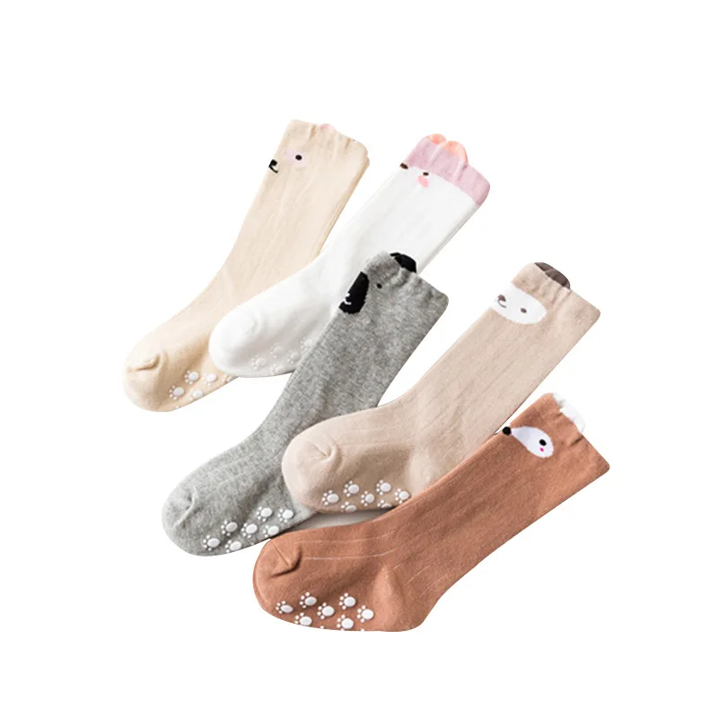 Calcetines largos de algod&oacute;n con dibujos animados para beb&eacute;s, antideslizantes, hasta la rodilla, de 0 a 2 a&ntilde;os, Color blanco-4