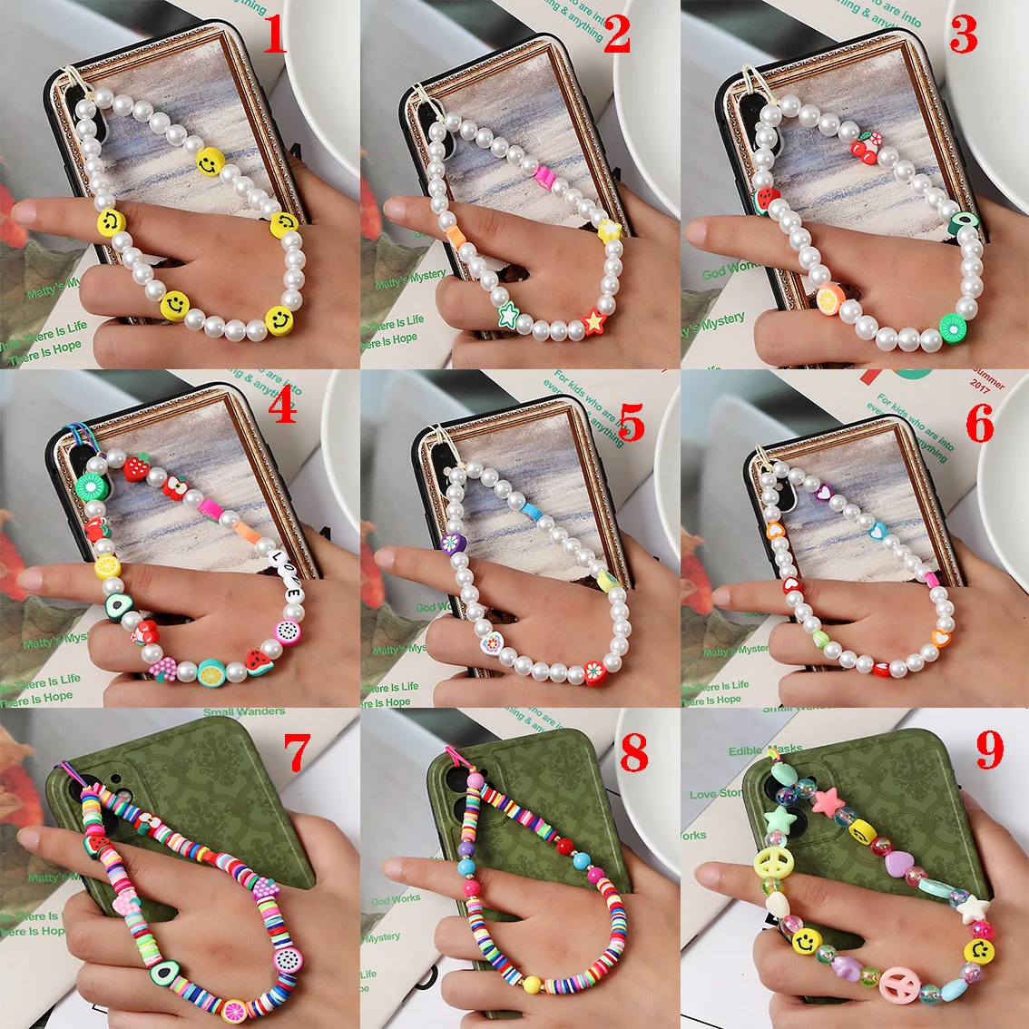 

2021 Mobiele Case Telefoon Sieraden Ketting Voor Telefoon Strap Smiley Eye Brief Ethnic Wind Pearl Beading Chain Accessory New