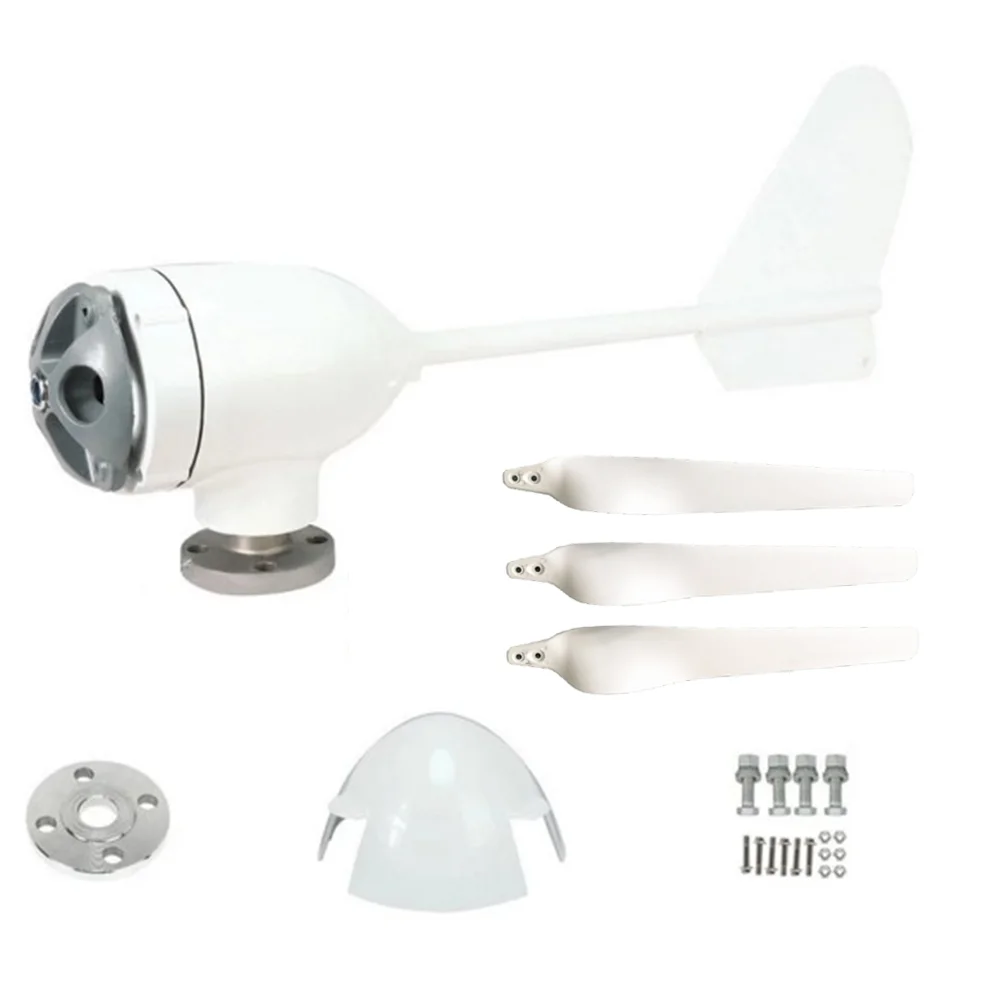 Китайский завод 2000 Вт горизонтальный ветрогенератор с 3 лопастями 12 В 24 в 48