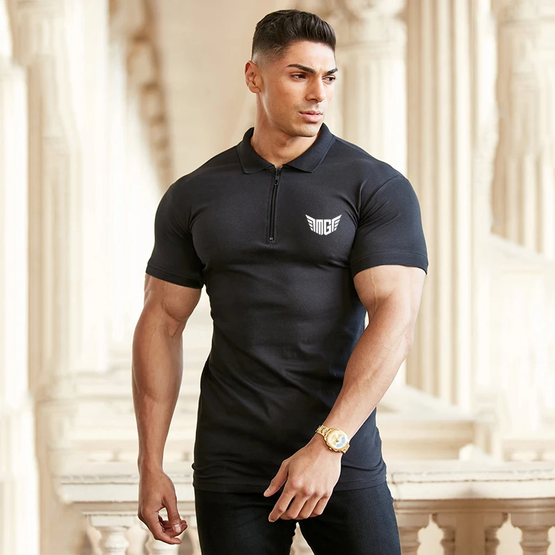 

Brand New Mens Short Sleeve Polo Shirts Cotton Mens Casual Fitness Fashion Polo Shirt Men Bodybuilding Sport Polo Shirts Men