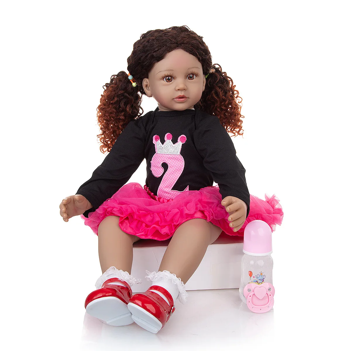 Soft Body Silicone Girl New Black Skin Reborn Toddler Girl B