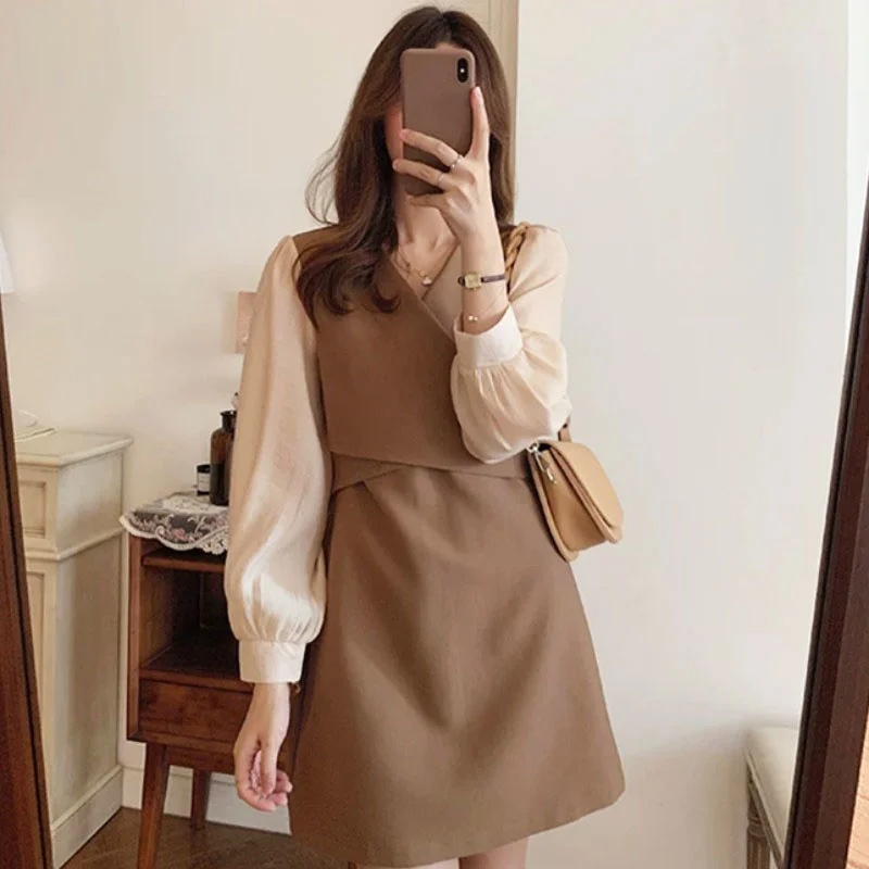 

Korean Style One Piece Dress Fried Street Dress Women 2021 New Spring And Autumn Temperament Waist Can Be Sweet