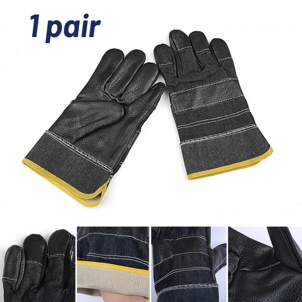 

Cowhide Split-palm Labor Protection Anti-splash Wear-resistant Welding Gloves Denim + Cow Leather Gloves
