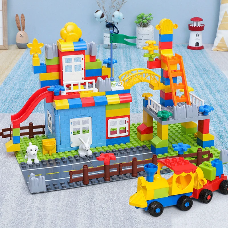 Новые большие частицы блоки Гонки Беговые скользящие Совместимые городские дом